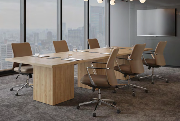 12' Rectangle Conference Table w Cube Base - Aspen