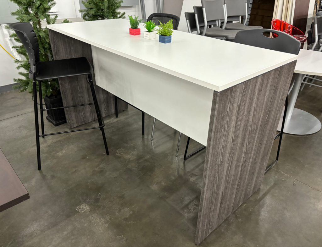 6' x 30" x 42"H Bar Height Collaboration Table (White & Gray) New