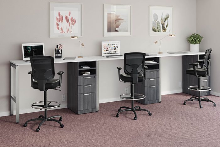 Standing Height Work Bench w Newport Gray & White