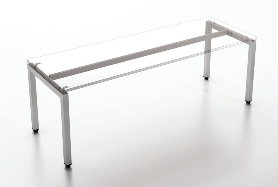 U-Leg Straight Desk w Ghost Top