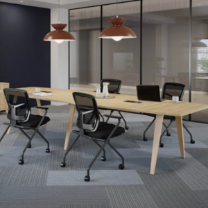 Boat Shape Conference Table with Wood "V" Angled Legs