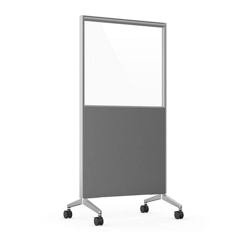 65"H Mobile Divider Panel - Charcoal / Clear
